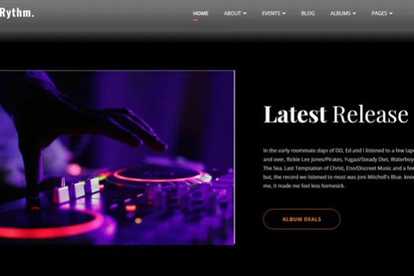 Music Startup Website Screenshot